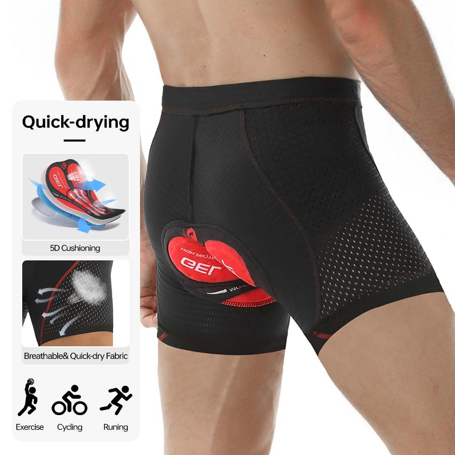 Mountain Biking Underwear - X-TIGER メンズサイクリング下着ショーツ 5D クッション通気性滑り止めショーツカジュアルパンツマウンテンバイクロードバイク乗馬ショーツ