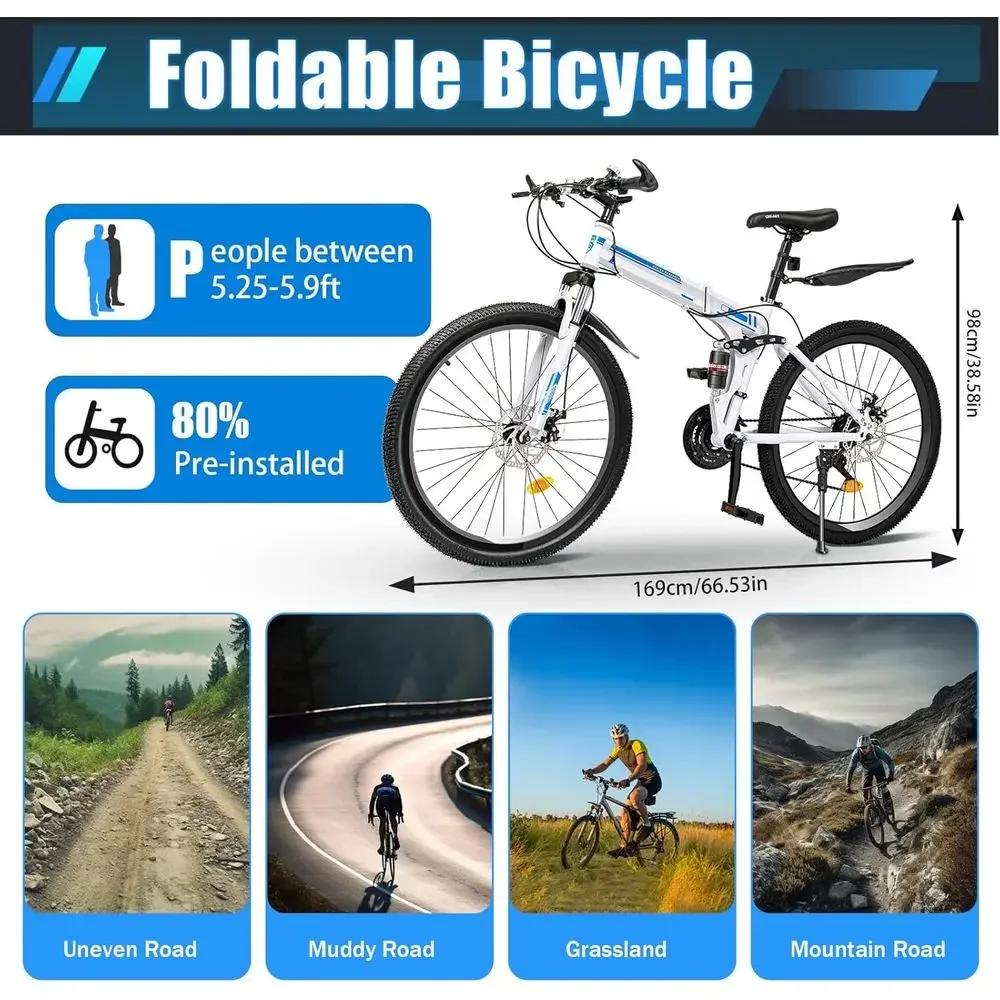 26インチ 大人用シティバイク、21段変速、高さ調整可能、マ - Mountain Biking Blue Mountains のレビューと価格