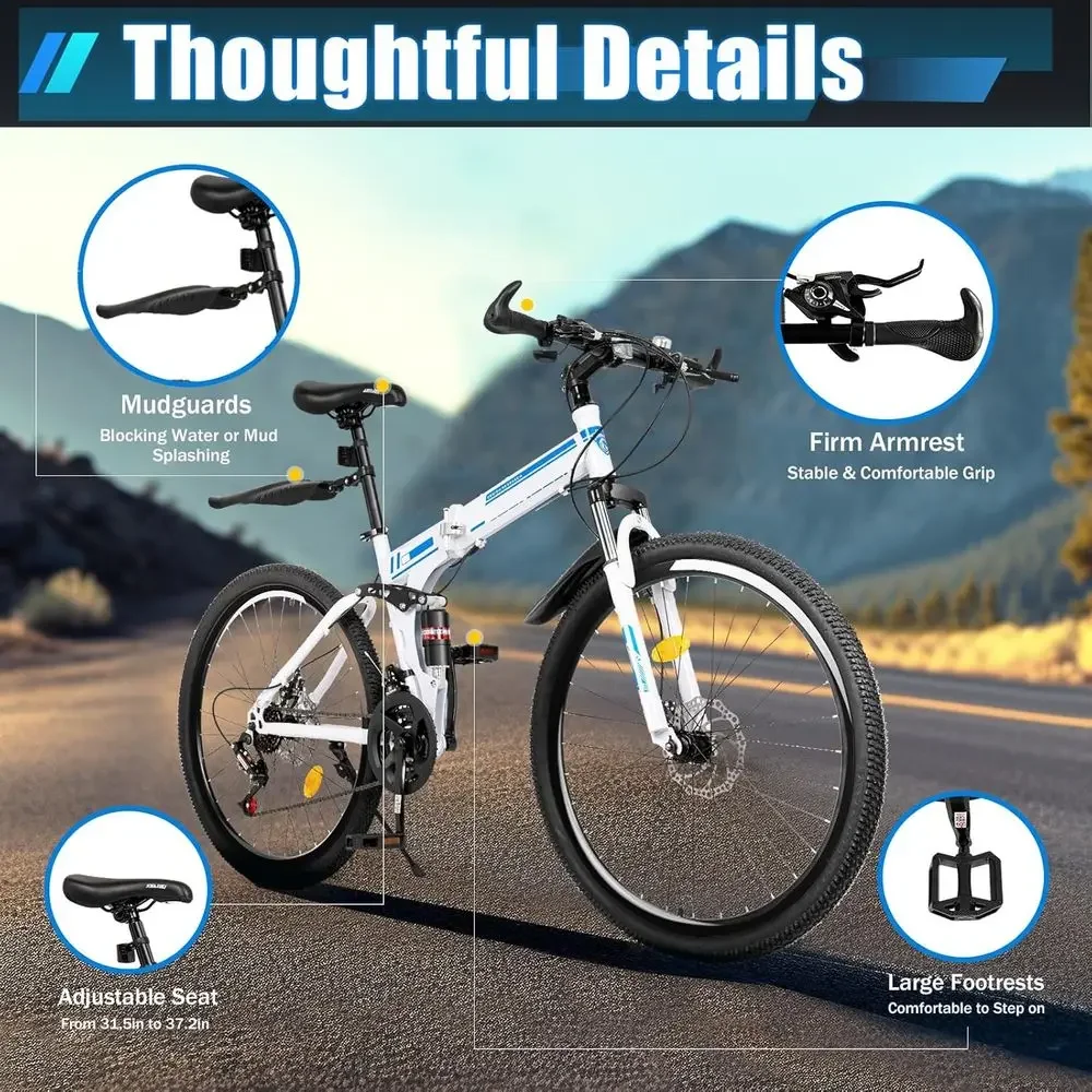 26インチ 大人用シティバイク、21段変速、高さ調整可能、マ - Mountain Biking Blue Mountains のレビューと価格